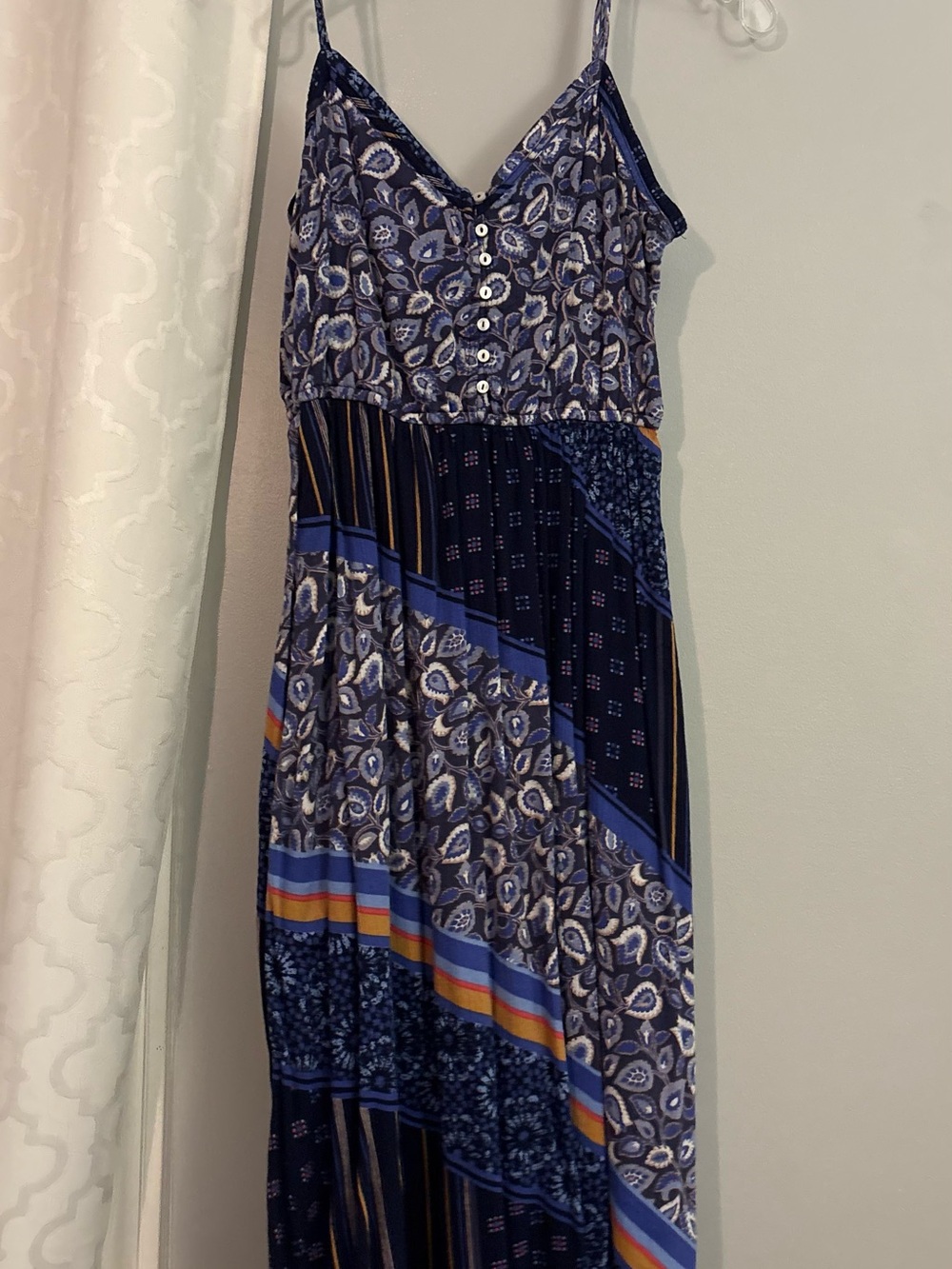 aerie Navy and Blue Patterned Maxi Dress